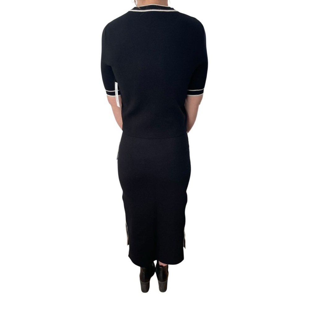 DKNY 2-PIECE SET Knit Slit Skirt & Shirt Black Eggnog Size XS MSRP$148 NWT - Picture 3 of 11